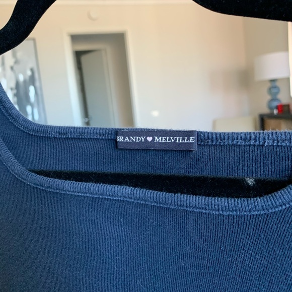 Brandy Melville Navy Blue Square Neck Long Sleeve - Picture 5 of 5